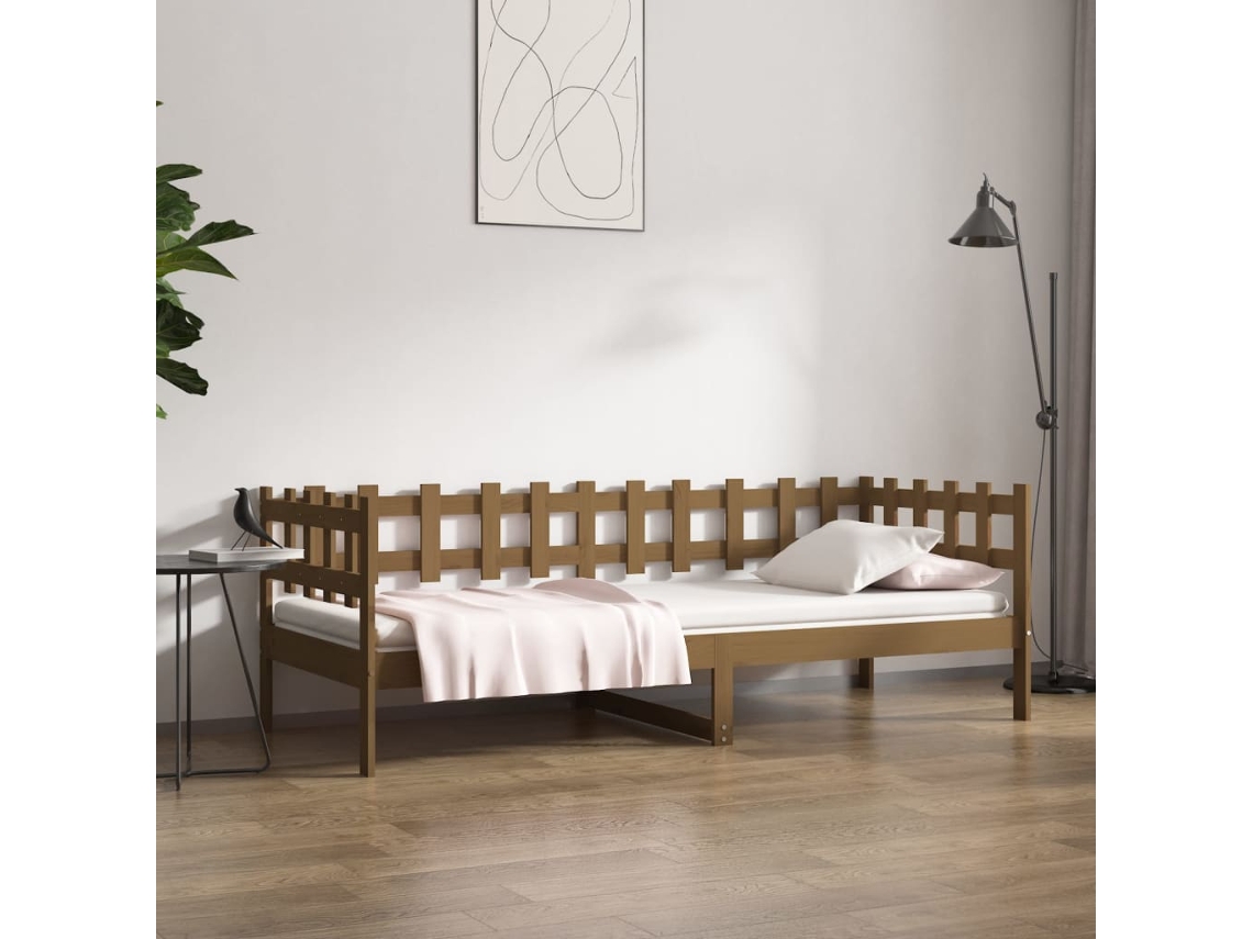 Sofá Cama Sin Colchón Madera Maciza Pino Marrón Miel 80x200 Cm