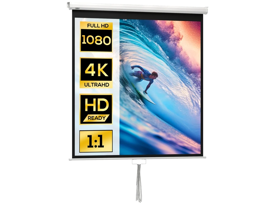 Pantalla de proyección HD 4K de 152 x 152 cm (relación de aspecto 1:1) para cine en casa y presentaciones de oficina. VISTA SHOP (85 pulgadas)