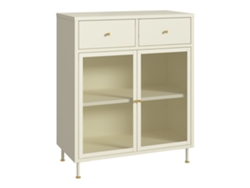 Aparador Lindau Con 2 Cajones Puerta De Cristal 96x80x40cm - Blanco Crema - en.casa