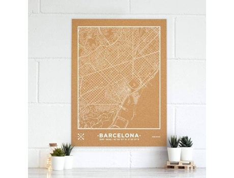 Mapa de Corcho MISSWOOD Woody Map Natural Barcelona