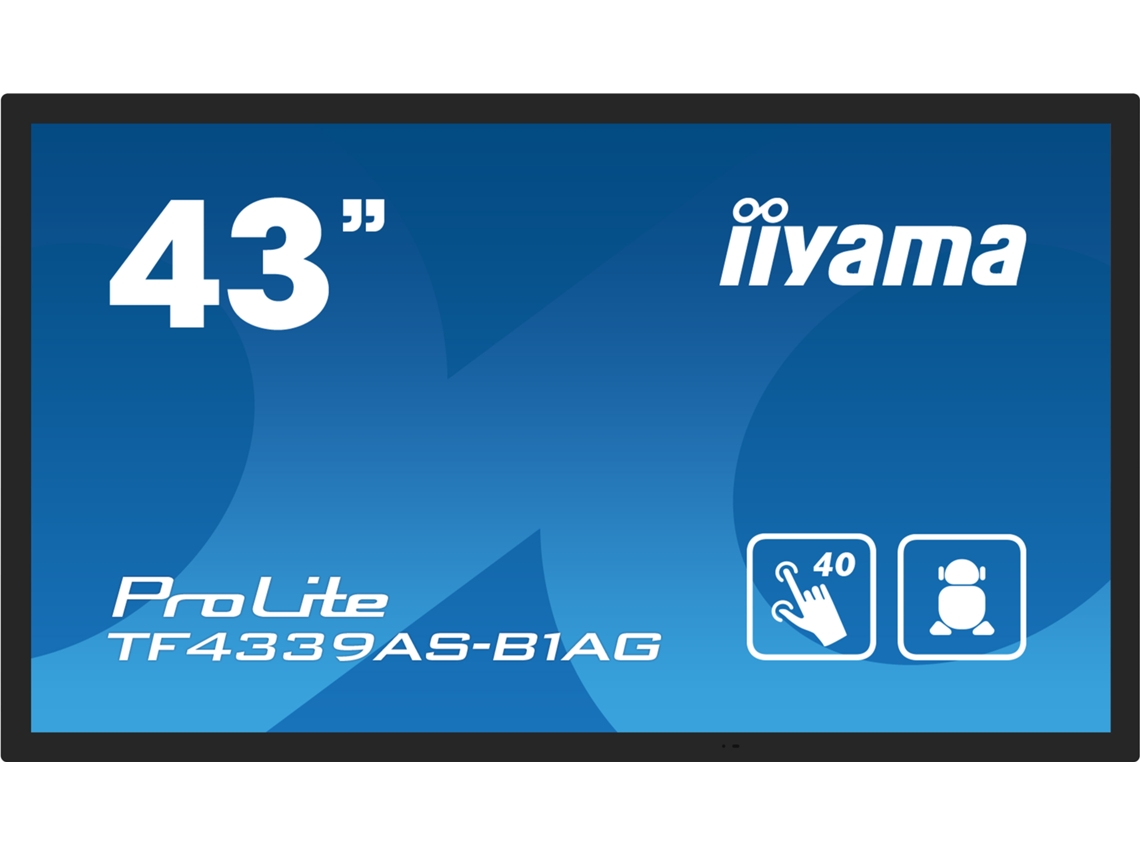 Pantalla LCD Prolite Tf4339as B1ag 43, retroiluminada por LED, 4K, para señalización digital Iiyama (42,5" visible)