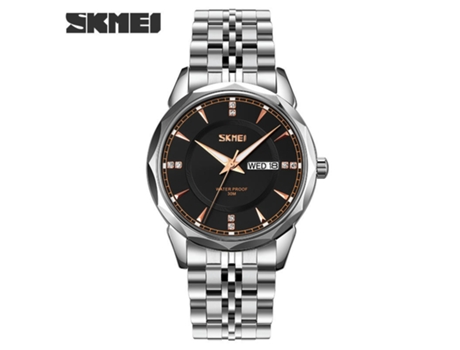 Relojes para Hombre Relojes de Pulsera Analógicos de Cuarzo con Día/Fecha de Acero Inoxidable Resistentes al Agua-Esfera Negra con Carcasa Plateada...