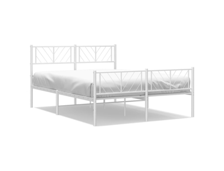 Estructura de cama con cabecero y patas VIDAXL metal blanco (135x190 cm)