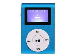 Reproductor MP3 de 128 MB con tarjeta de canciones, mini reproductor de música portátil con carcasa de metal para estudiantes, color azul de carreras.