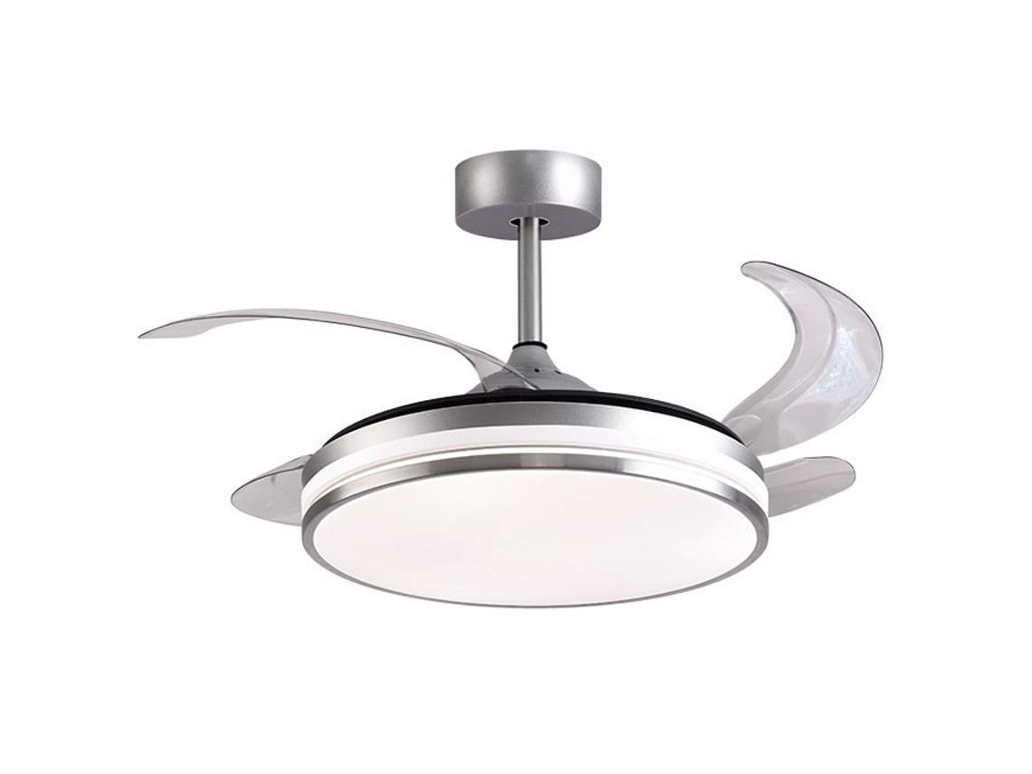 Ventilador de Techo Kepler Plata 4 Aspas Retráctiles 72W Led 3000-4000-6000K Alt.35Xd.108/50Cm FERRIMEX