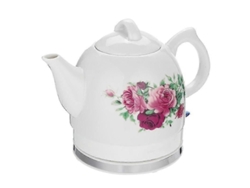 Hervidor Eléctrico De Cerámica Con Diseño Floral De Rosas Y Temperatura Variable.