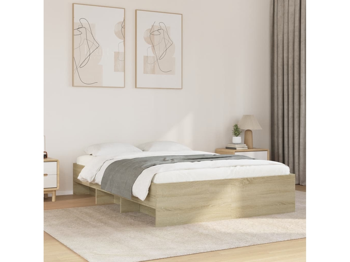 Estructura De Cama Sin Colchón Madera Roble Sonoma 120x200 Cm