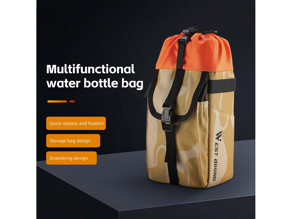 Bolsa Multifuncional Para Manillar De Bicicleta Con Cordón Ajustable, Portabotellas Y Soporte Para Herramientas, Portátil, Material De Poliéster.