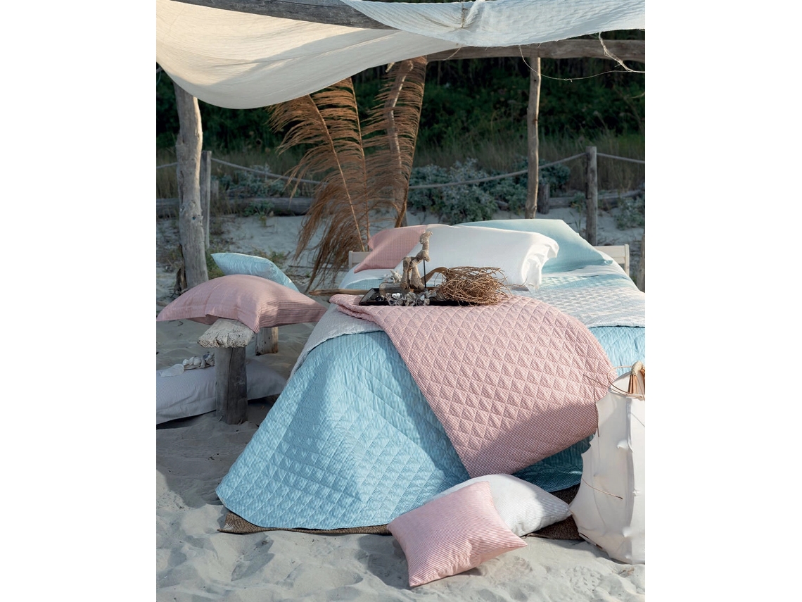 Dondi Home Copriletto Trapuntato Matrimoniale Ibiza 270x270 Cm – Raso Di Algodón, Color Cielo, Made In Italy