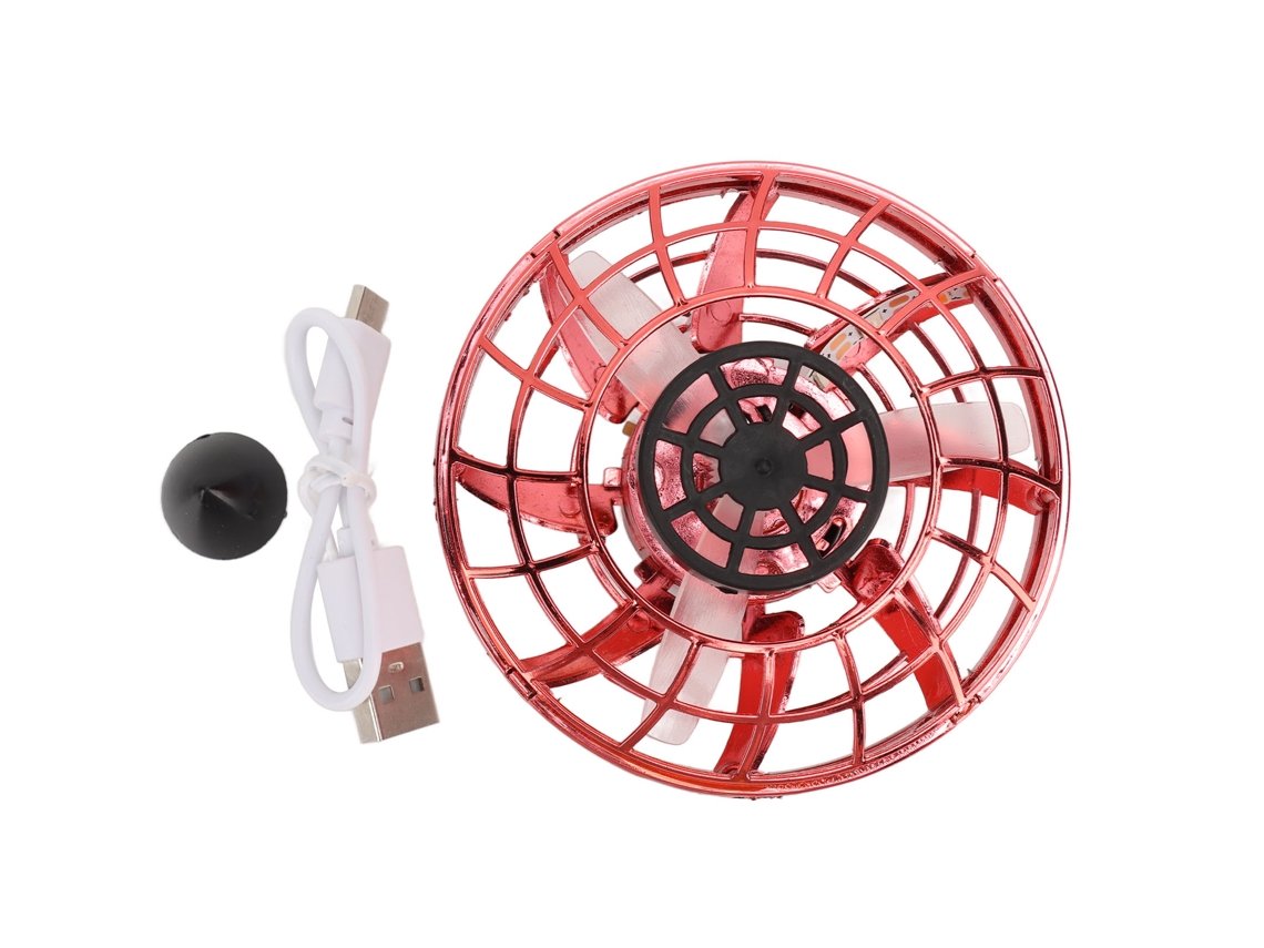 Dron volador giratorio manual 2026 Mini juguete OVNI con luces LED, descompresión exterior, rojo
