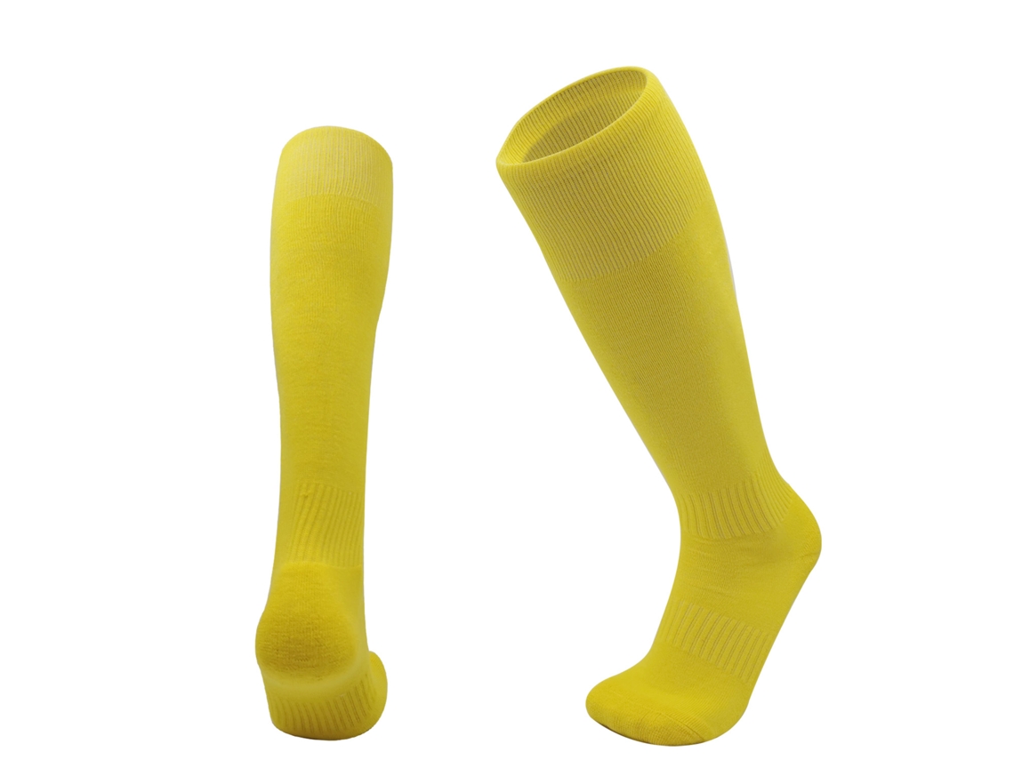 (amarillo) Calcetines Largos De Fútbol Para Niños Y Niñas, Calcetines Deportivos Transpirables Hasta La Rodilla, Fabricados En Mezcla De Poliéster Y Algodón.