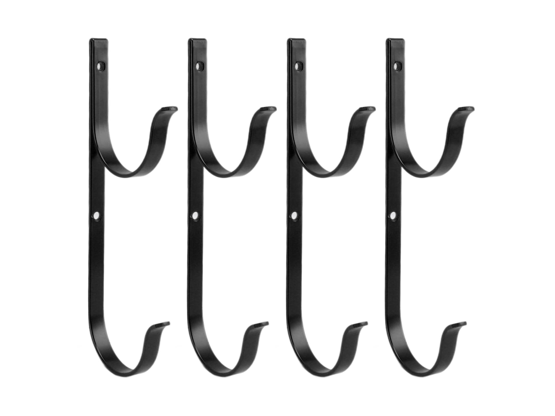 Juego de soportes de aluminio para piscina, 4 ganchos profesionales, negro