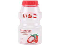 Botella De Agua Transparente Portátil A Prueba De Fugas Con Diseño De Fresa Kawaii De 480 Ml.