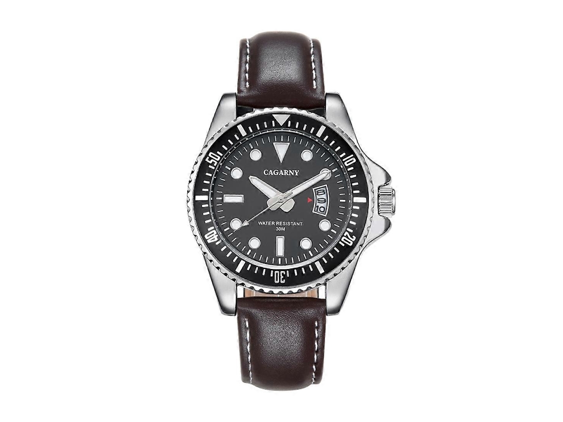 Reloj de pulsera Cagarny 6863, modelo de moda, resistente al agua, con movimiento de cuarzo y correa de cuero.