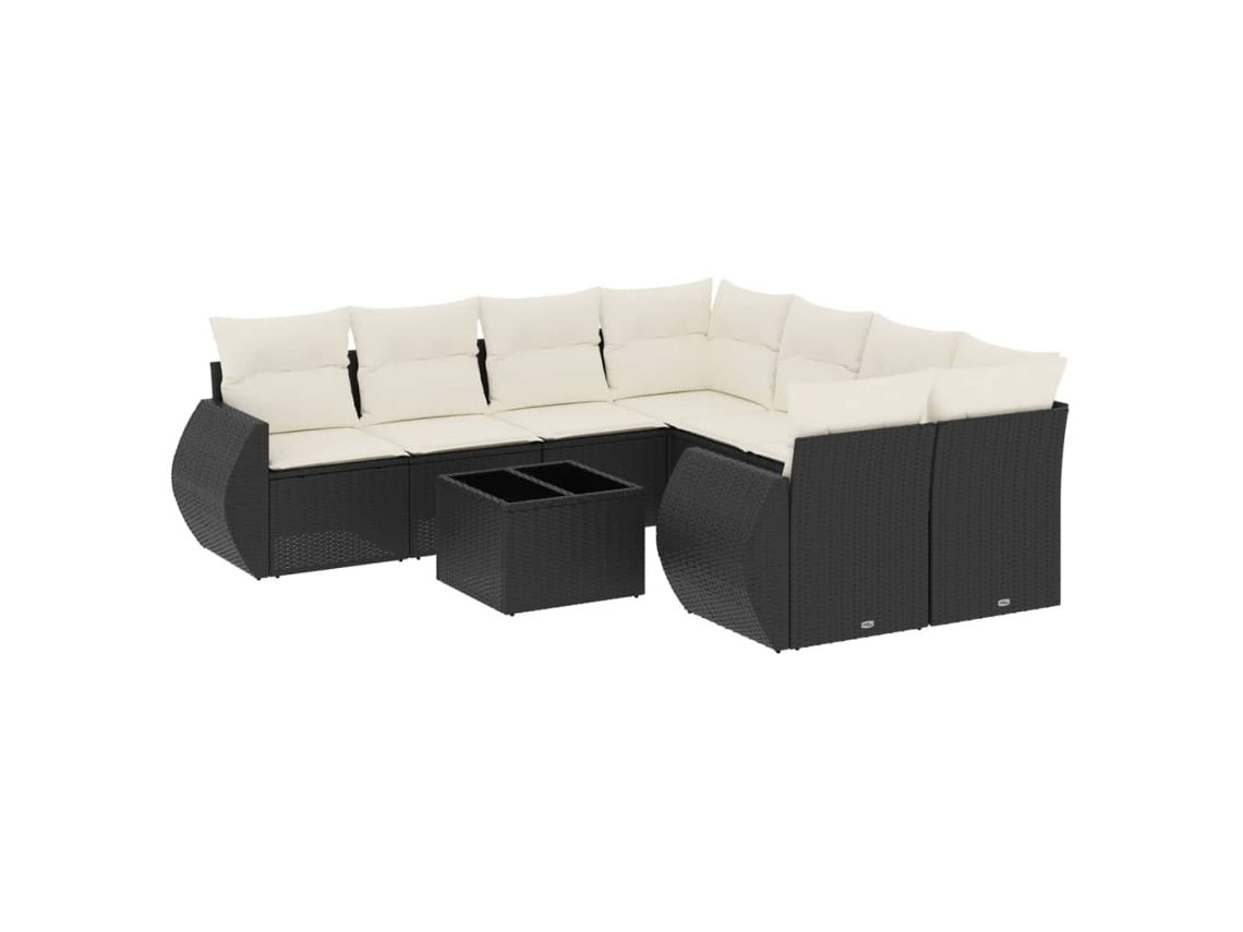 Maison Exclusive - Set De Sofás De Jardín 8 Piezas Y Cojines Ratán Sintético Negro