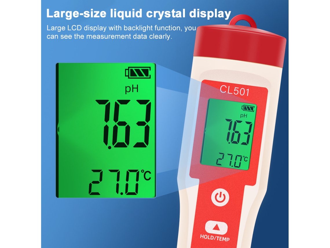 Medidor De Calidad Del Agua 5 En 1: Cloro, Ph, Orp, H2, Medidor De Temperatura Para Piscinas, Acuarios Y Agua Potable.