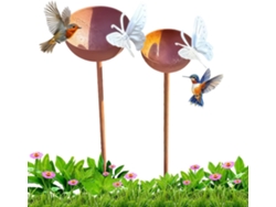 Estacas Para Recoger Agua De Lluvia Estacas Decorativas De Metal Rústico, Juego De 2 - Soporte Para Plantas Y