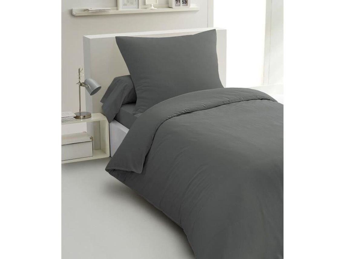 Juego De Funda Nrdica De 2 Piezas Hp72077 Microfibra De 82 G 140 X 200 Cm Gris Antracita Home Linge Passion