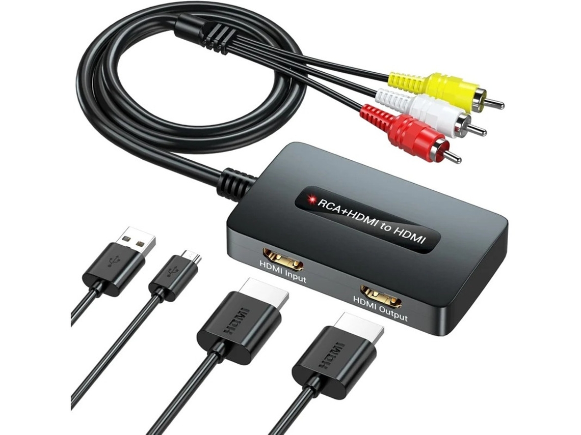 Conmutador RCA AV compuesto HDMI a HDMI 2 en 1 de 1080p, compatible con PS2/PS3/Xbox/Wii/VHS/VCR/DVD/STB PAL/NTSC, Plug and Play. Bestvite