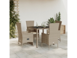 Juego de comedor de jardín de 5 piezas con cojines, mimbre sintético beige, DKD Home Decor