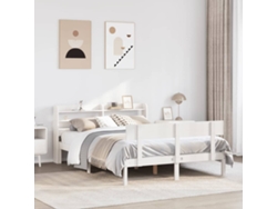 Estructura De Cama Sin Colchón Madera Maciza Blanca 120x190 Cm