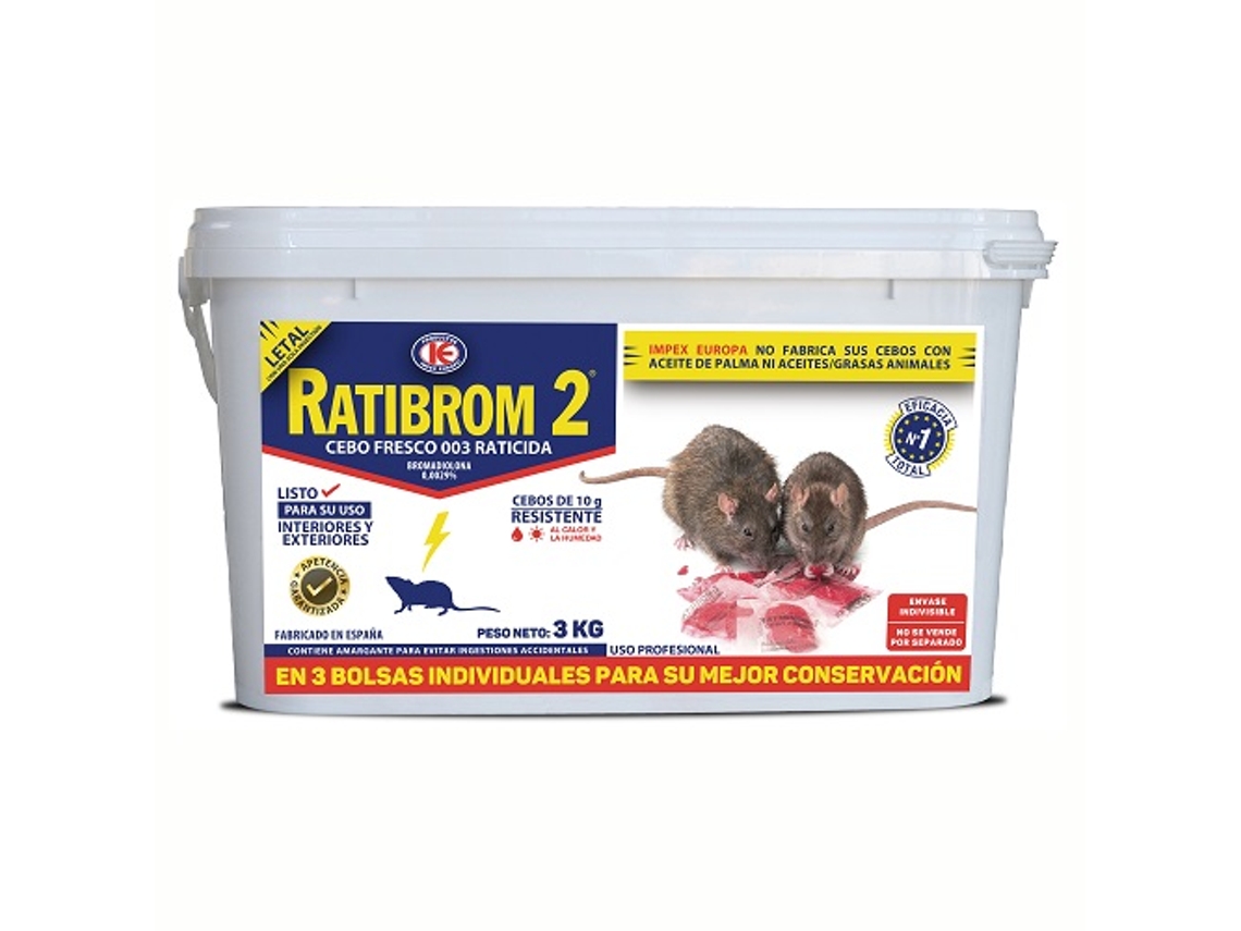 Ratibrom 2 Balde de Isca Fresca Raticida 3 kg IMPEX EUROPA