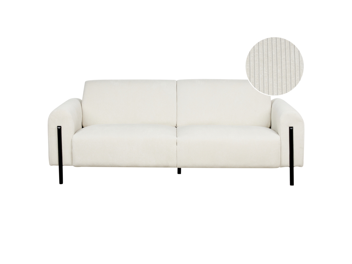 Sofá de 3 plazas BELIANI Askim de Pana Blanco 207x122x87