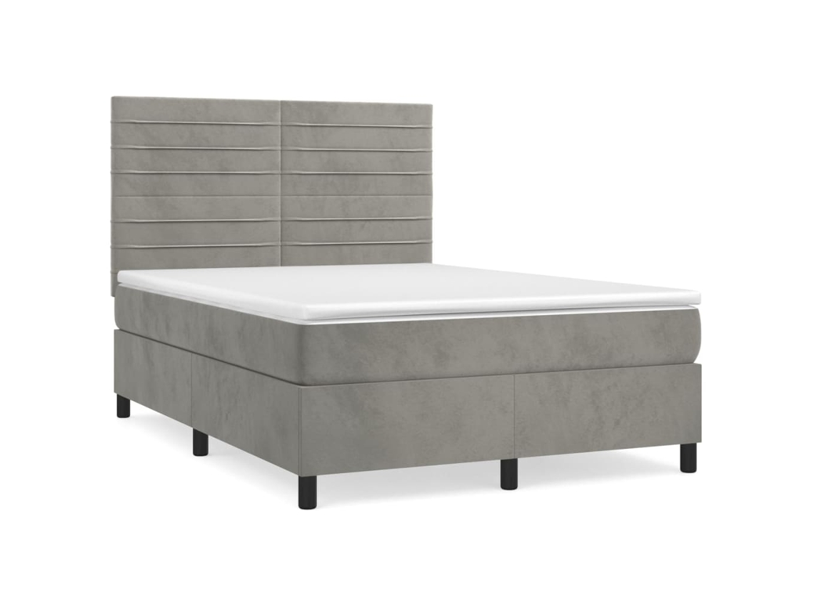 Maison Exclusive - Cama Box Spring Con Colchón Terciopelo Gris Claro 140x200 Cm