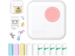 Impresora Térmica Sin Tinta Con 10 Rollos De Papel Térmico Y Adhesivos Para Ios Y Android Rosa SIURN