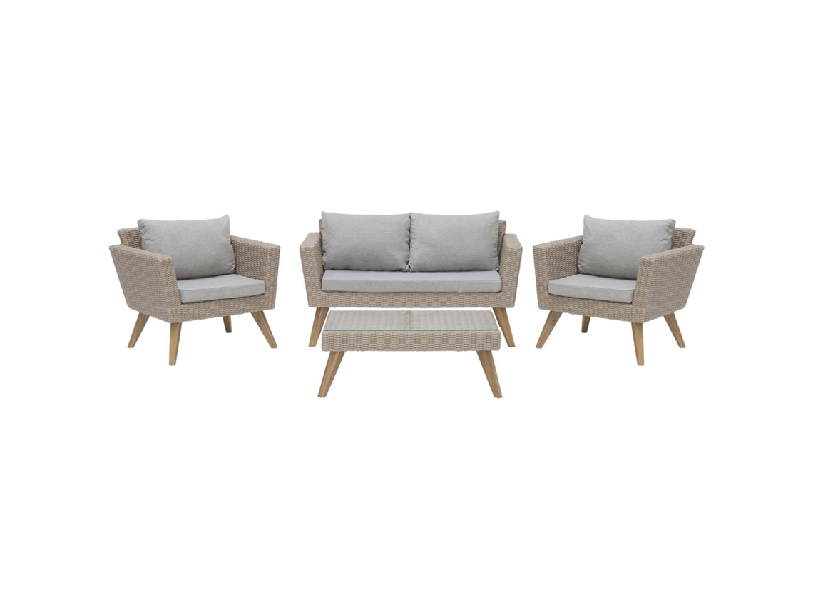 Conjunto de jardín 4 plazas de ratán color natural BELIANI Vittoria