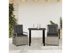 Juego de comedor de jardín de 3 piezas DKD Home Decor con cojines de mimbre gris