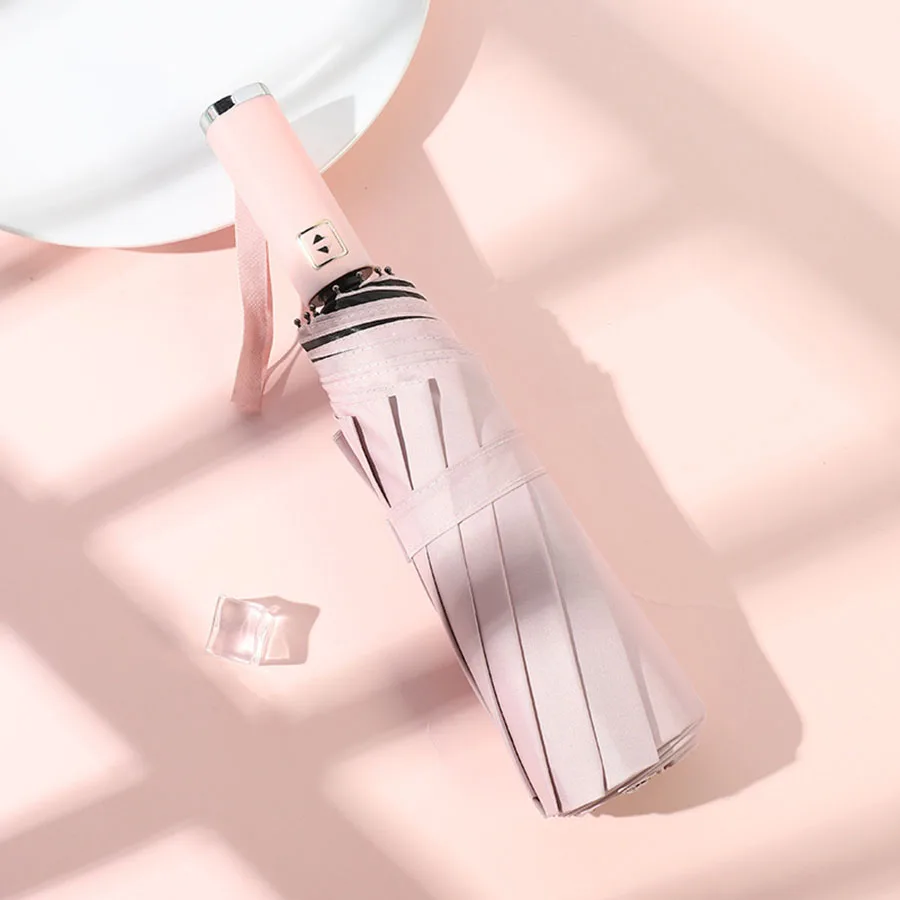 (rosa, 10k) Elegante Paraguas Automático: Protección Uv, Resistente Al Viento, Apto Para Sol Y Lluvia.