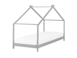 Cama con somier BELIANI Orlu de Madera de pino Gris 94x207x146