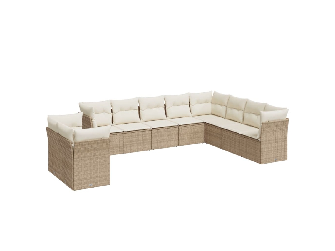 Maison Exclusive - Juego de sofás de jardín de 10 piezas con cojines de mimbre, color beige
