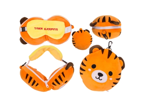 TIENDA EURASIA – Almohada de Viaje Infantil, Antifaz, 15x15x10 cm, Tigre 61/6855