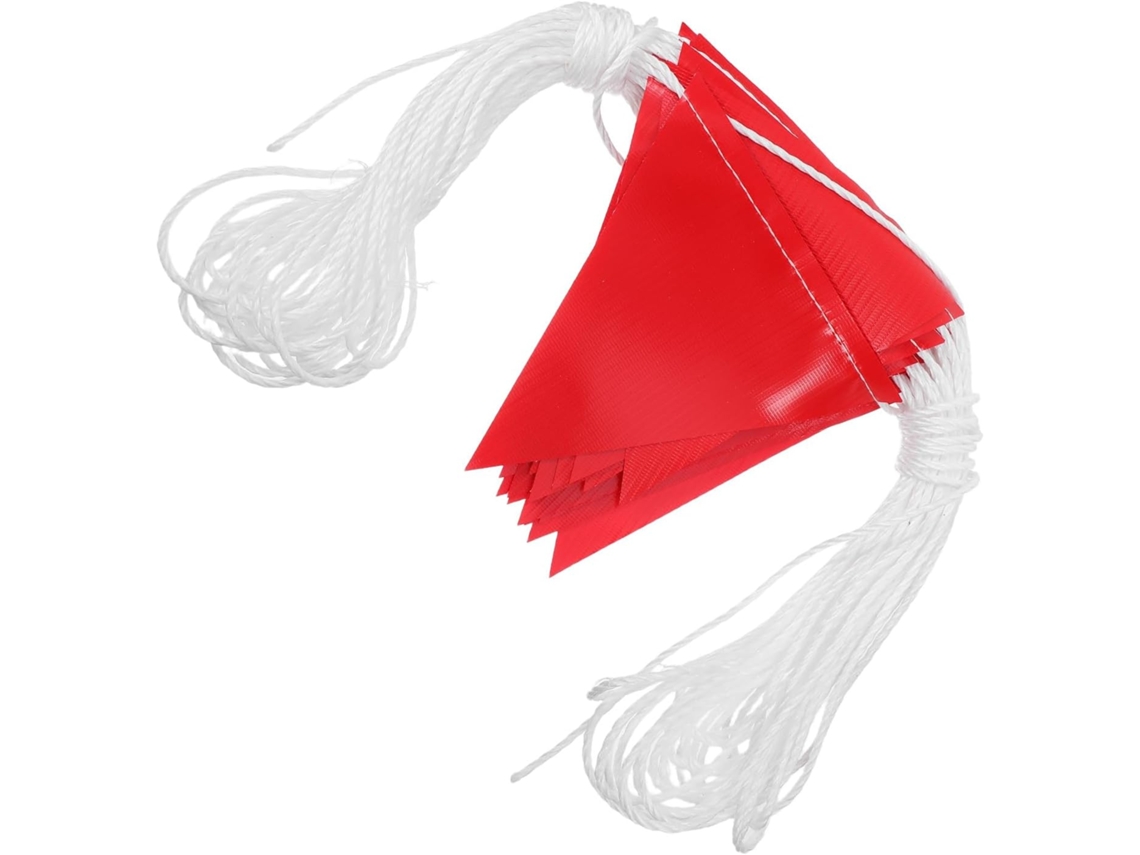 Guirnalda De 45 Banderas Triangulares Rojas De Advertencia, De 19 X 16,5 Cm, En Una Cuerda De 30 M.
