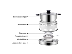 Brasero De Acero Inoxidable Para Alcohol Con Olla Portátil Para Acampar, Picnics, Senderismo Y Cocinar Al Aire Libre.