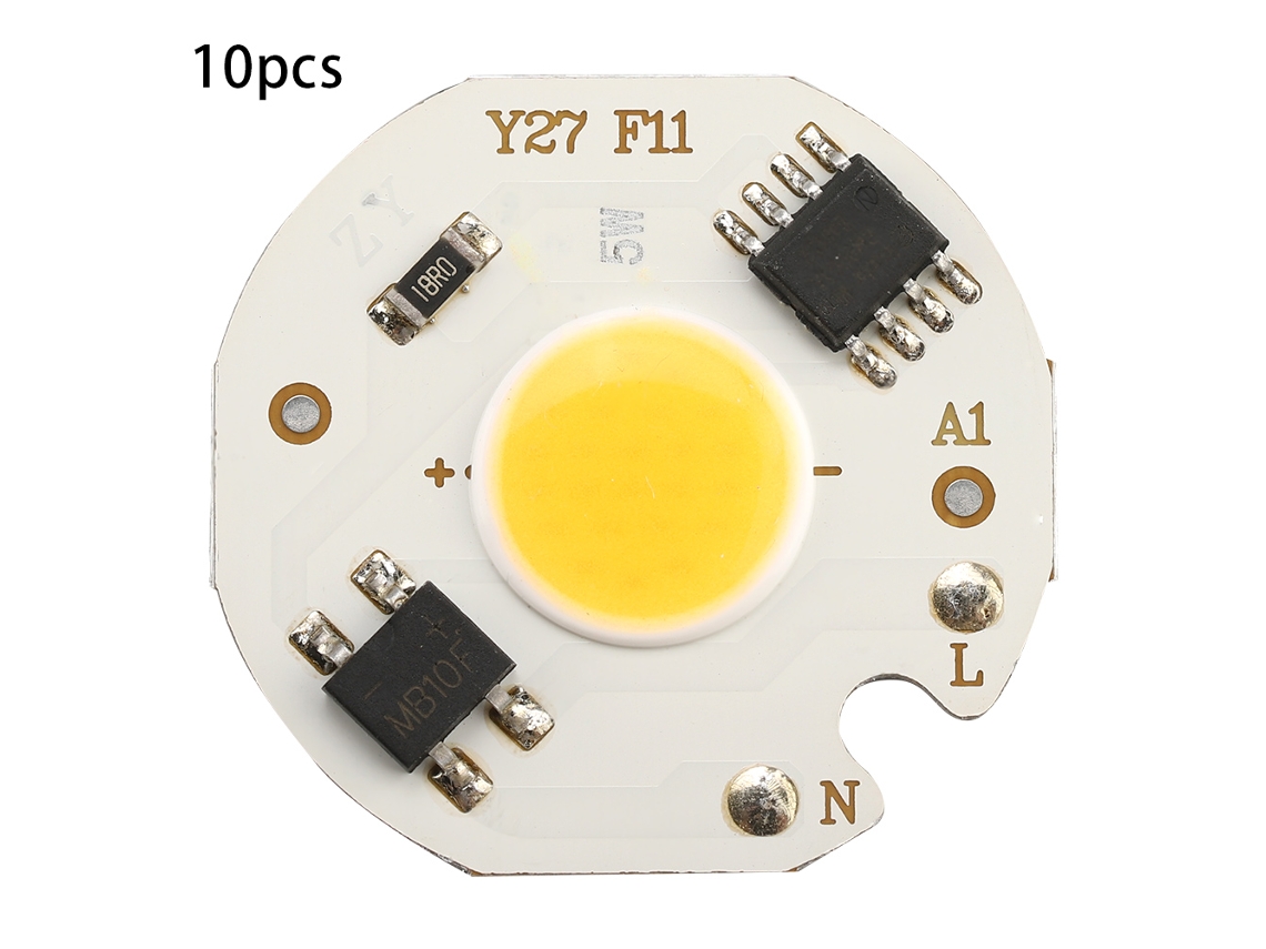 Yncm2026-10 Piezas Bombilla De Foco Cob Chip Fuente De Luz Integrada 5w Ac220v Alto Brillo Cálido