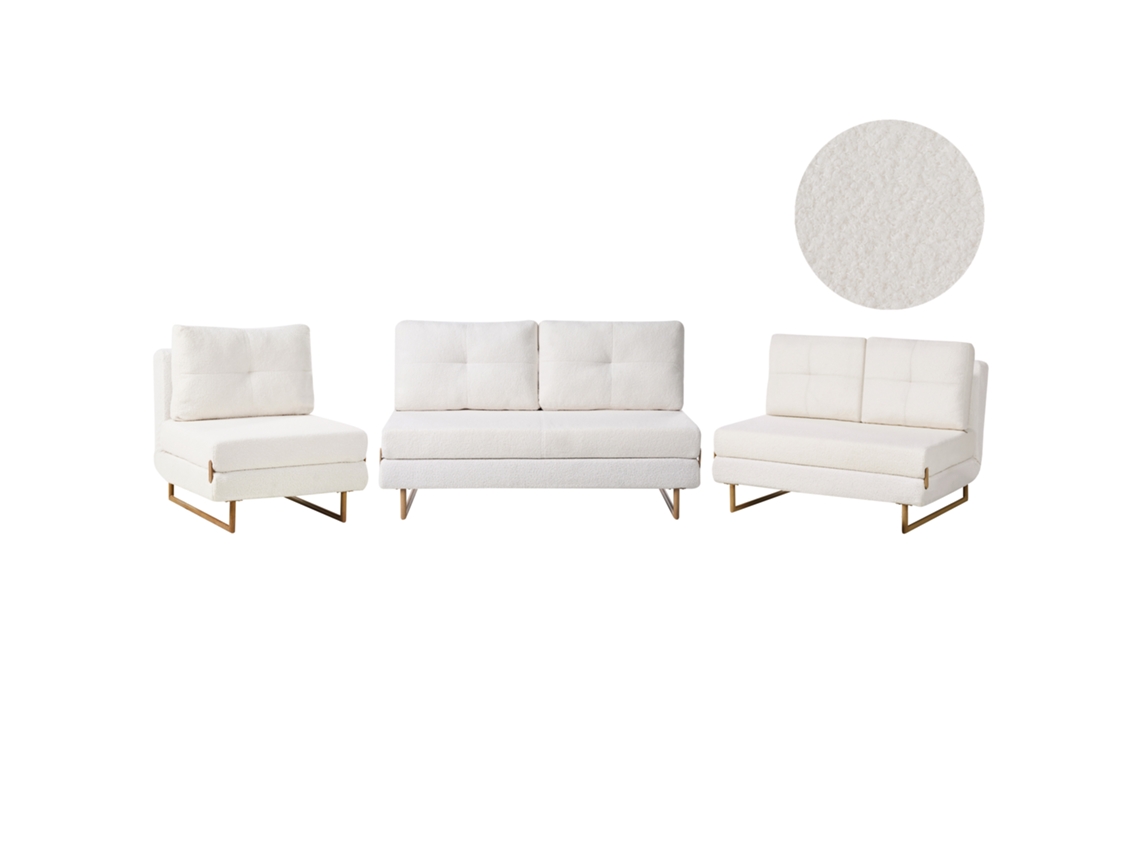 Conjunto de sofás Cambalhota para 6 personas Beliani Jerslev en bouclé blanco