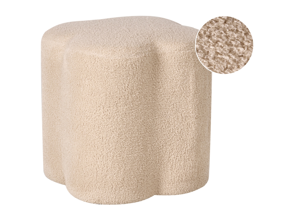 Beliani Puf Mancos de Bouclé Crema 41x35x44