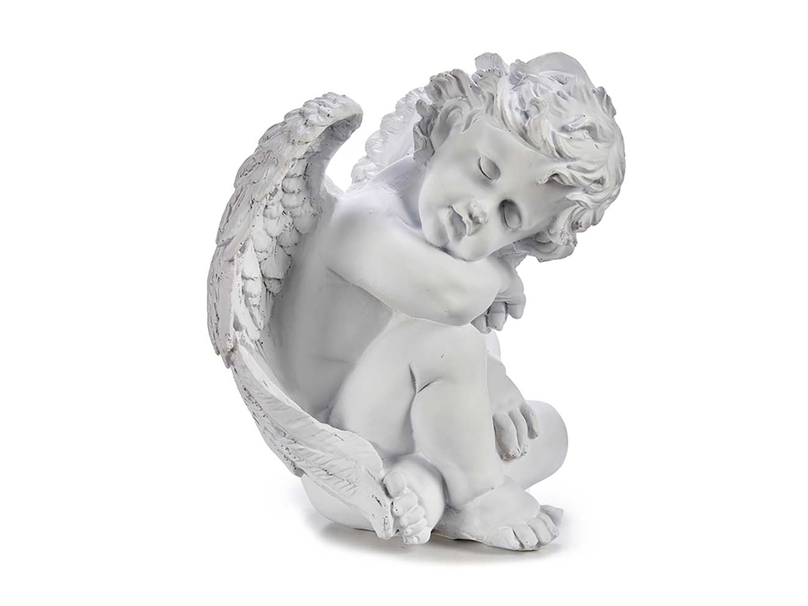 Figura de poliresina que representa un ángel dormido.
