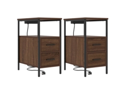 Maison Exclusive - Armario De Noche Con Cajón 2 Pcs Roble Marrón 30 X 48 X 61 Cm