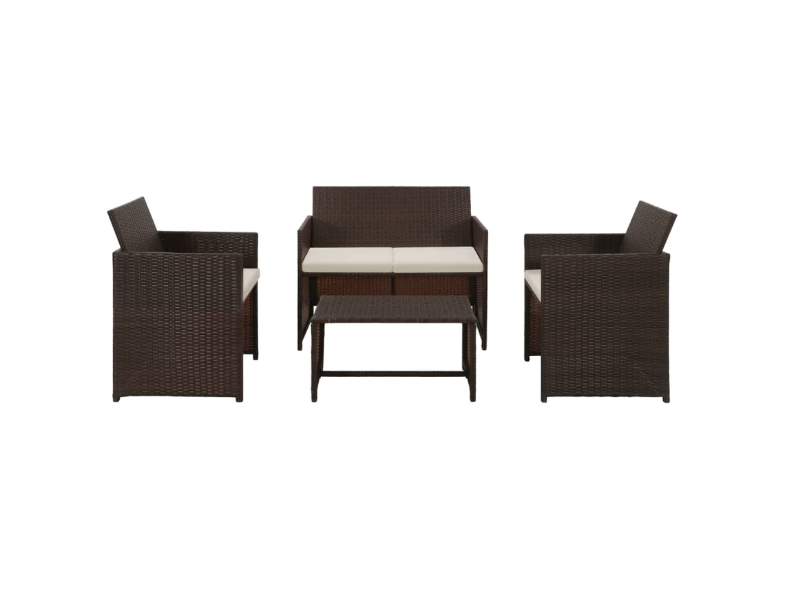 Conjunto 8 muebles de jardín VIDAXL y cojines ratán sintético marrón