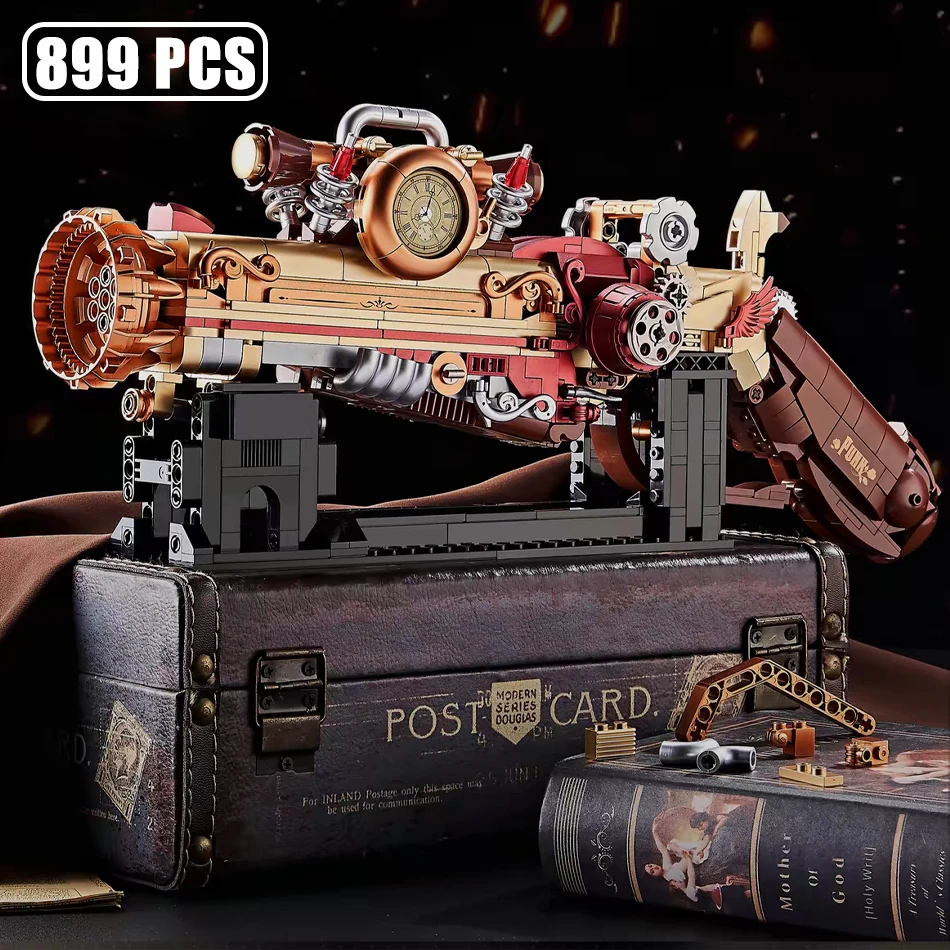 (899 Piezas) Pistola Steampunk Moc - Arma Ensamblada - Bloques De Construcción De Adornos Estáticos - Juguete De Regalo Para Niños