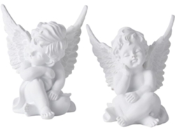 Figuritas De Ángeles De Resina Blanca, 1 Par De Adornos Decorativos Angelicales Para El Hogar