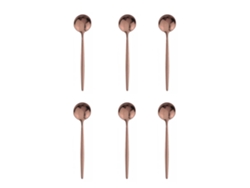 (rosa) Un Juego De 6 Cucharas Pequeñas De Acero Inoxidable, Cucharas Para Servir Negras Y Doradas.