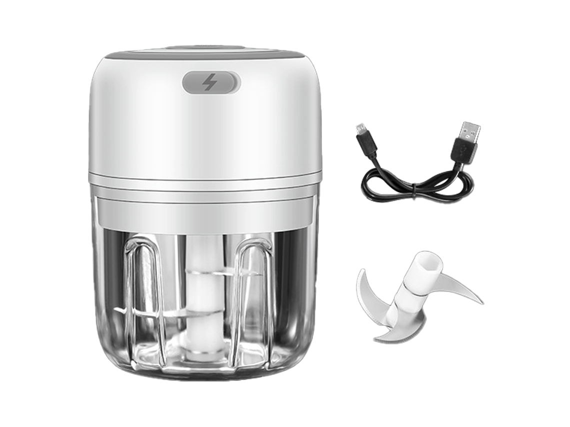 Mini Picadora De Alimentos Eléctrica Mezclador De Alimentos Carga USB Portátil Inalámbrico Impermeable 250 Ml Blanco CUICH