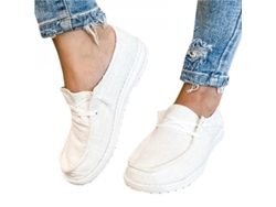 2026-zapatos De Mujer Tacones Planos Zapatos De Barco Slip On Mocasines Casuales Fpq Treinta Y Nueve Blanco