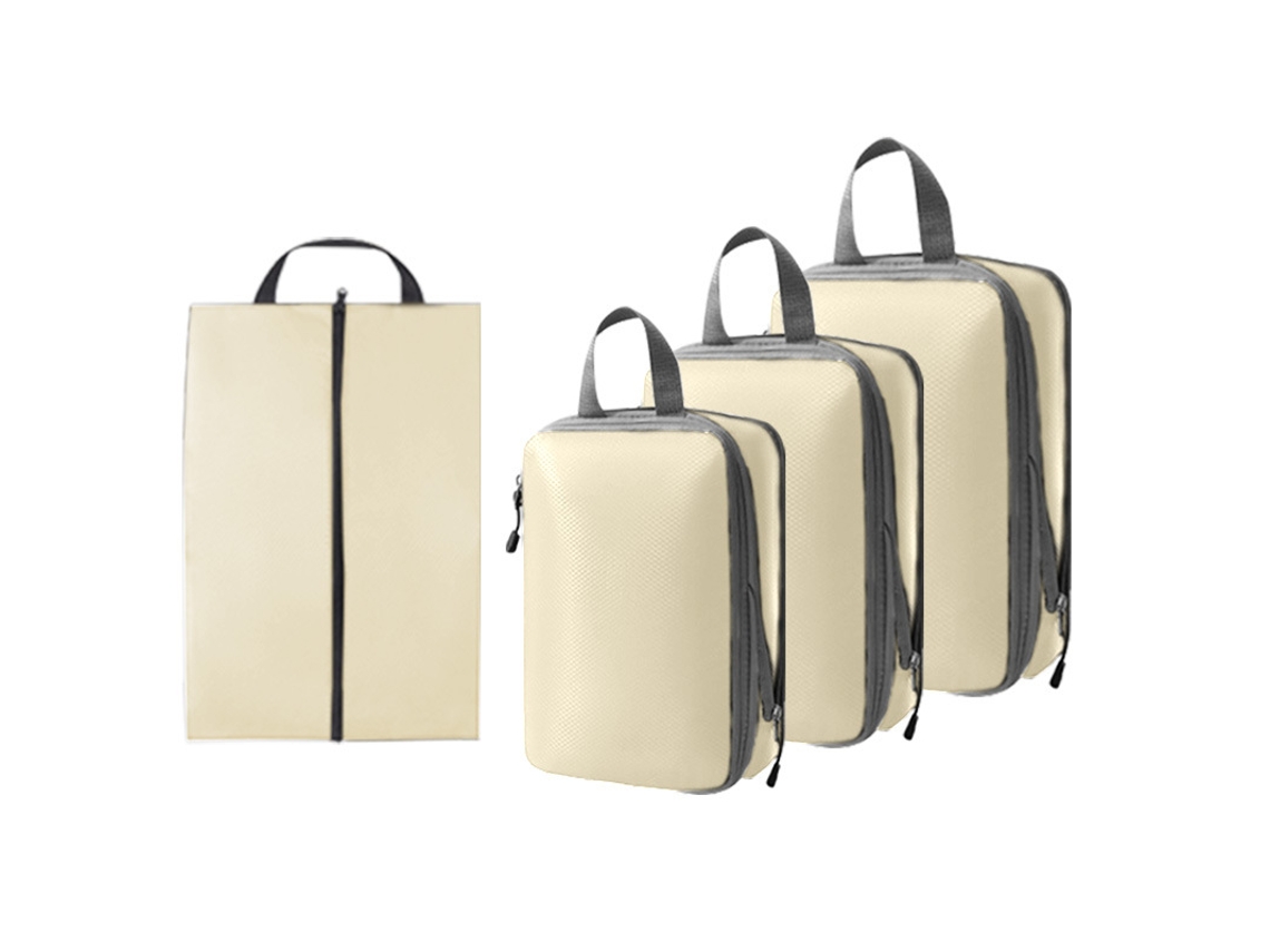 Juego De 4 Piezas, Organizadores De Equipaje De Viaje Expandibles Para Ropa, Ropa Interior Y Zapatos CHRUI Beige