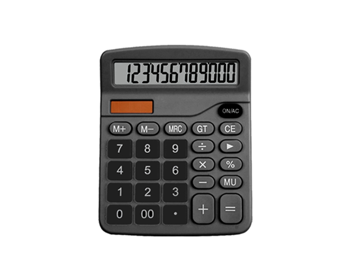 Calculadora De Escritorio De 12 Dígitos Con Energía Solar Y Doble Batería Para Estudiantes, Escuela, Oficina Y Negocios - Negra